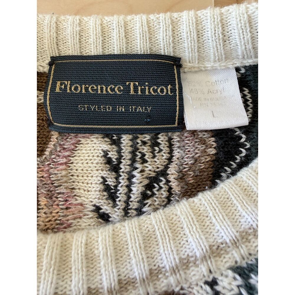 Vintage 90s Florence Tricot Coogi Style 3D Mens Cotton Blend Knit Sweater Large - Picture 3 of 6